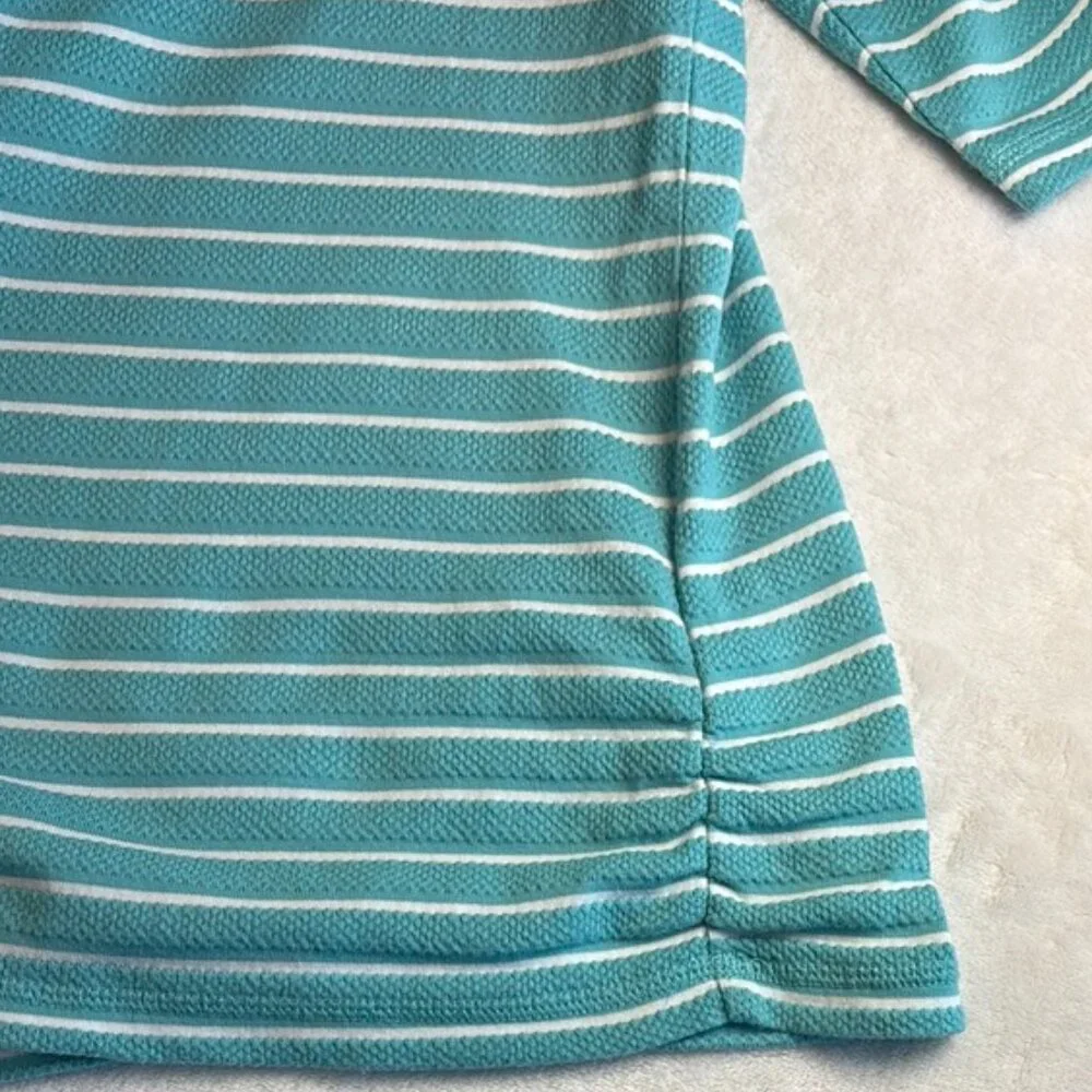 T by Talbots Size 3X Turquoise and White Striped 3/4 Sleeve Tee - Picture 5 of 7